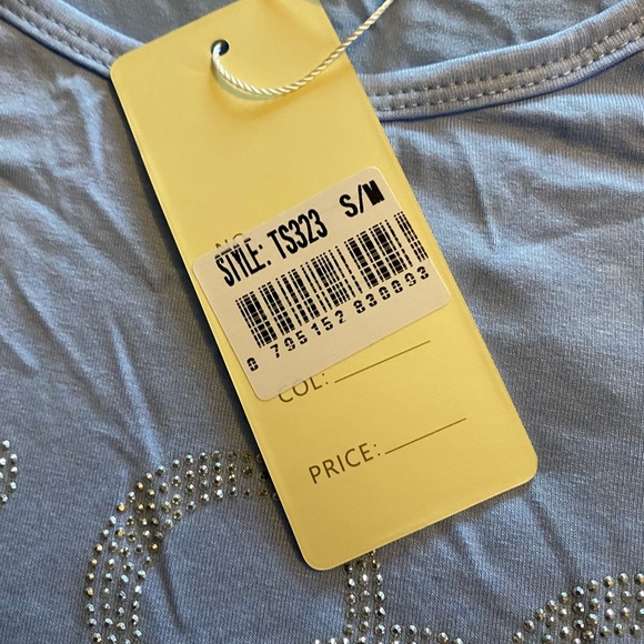 Blue Short Sleeve Tee with Textured Mickey Mouse Script Design - Picture 6 of 6